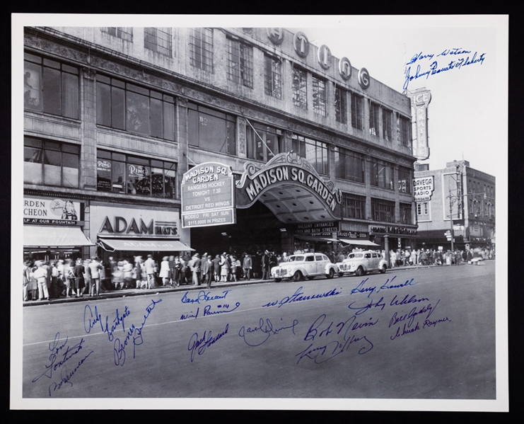 Madison Square Garden Photograph Signed by 17 Former New York Rangers Players with LOA (16" x 20")