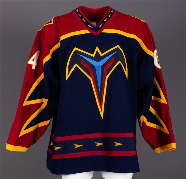 Riley Holzapfels Mid-2000s Atlanta Thrashers Signed Game-Worn Pre-Season/Training Camp Alternate Jersey with LOA