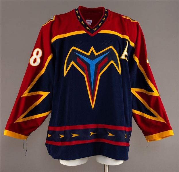 Boris Valabiks Mid-2000s Atlanta Thrashers Signed Game-Worn Pre-Season/Training Camp Alternate Captains Third Jersey with LOA