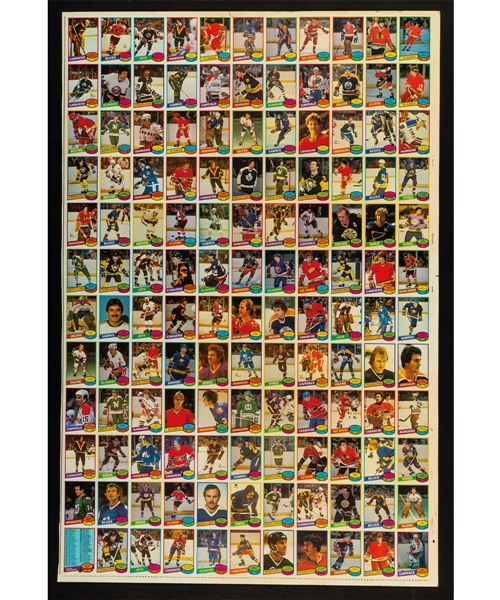 1980-81 O-Pee-Chee Hockey 132-Card Uncut Sheet Including Mark Messier Rookie Card, 1980-81 O-Pee-Chee Hockey Super Photos 24-Card Uncut Sheet and 1983-84 Vachon Hockey 80-Card Uncut Sheets (2)