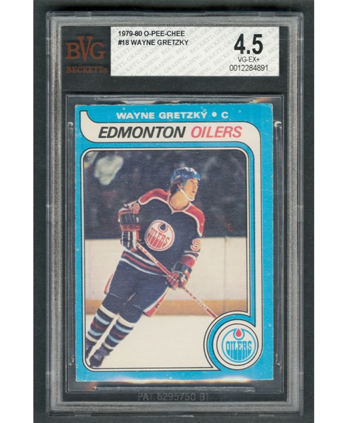 1979-80 O-Pee-Chee Hockey Card #18 HOFer Wayne Gretzky Rookie - Graded BVG 4.5