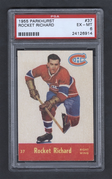 1955-56 Parkhurst Hockey Card #37 HOFer Maurice Richard - Graded PSA 6