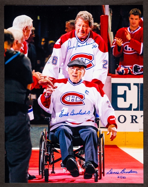 Emile "Butch" Bouchard #3 Jersey Retirement Ceremony Dual-Signed Limited-Edition Photo #21/50 with LOA (11” x 14”)