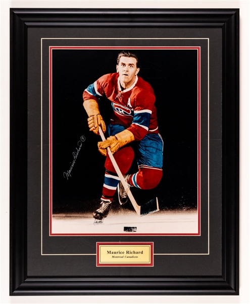Maurice Richard Montreal Canadiens Signed Stick and Framed Photo with LOA (24" x 30") 