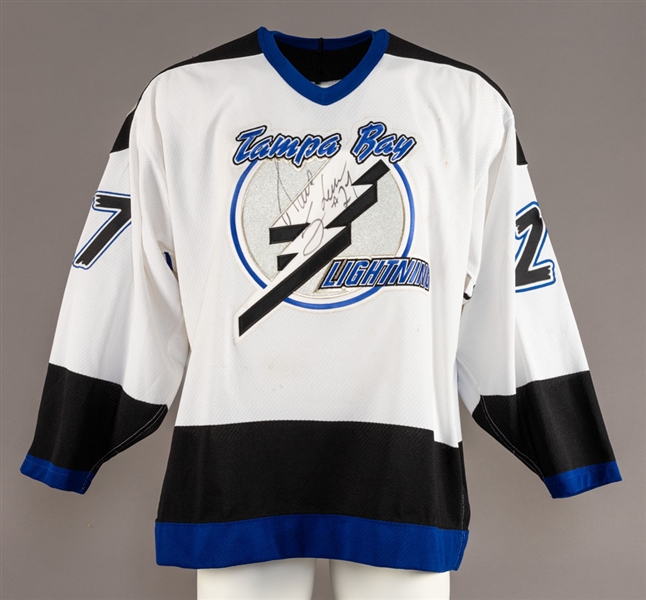 David Shaw’s 1995-97 Tampa Bay Lightning Signed Game-Worn Jersey 