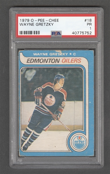 1979-80 O-Pee-Chee Hockey Card #18 HOFer Wayne Gretzky Rookie - Graded PSA 1