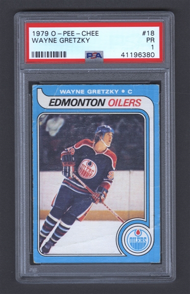 1979-80 O-Pee-Chee Hockey Card #18 HOFer Wayne Gretzky Rookie - Graded PSA 1