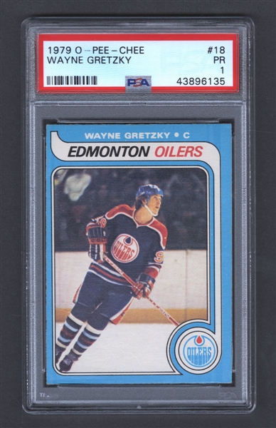 1979-80 O-Pee-Chee Hockey Card #18 HOFer Wayne Gretzky Rookie - Graded PSA 1