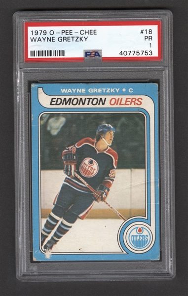 1979-80 O-Pee-Chee Hockey Card #18 HOFer Wayne Gretzky Rookie - Graded PSA 1