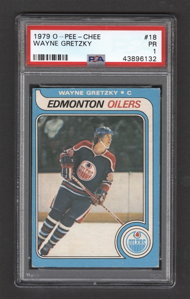 1979-80 O-Pee-Chee Hockey Card #18 HOFer Wayne Gretzky Rookie - Graded PSA 1