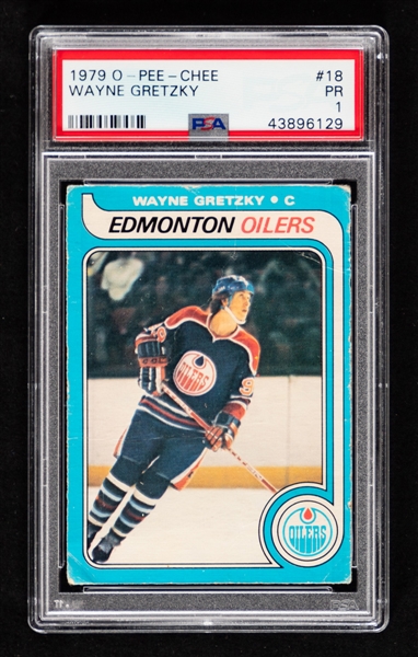 1979-80 O-Pee-Chee Hockey Card #18 HOFer Wayne Gretzky Rookie - Graded PSA 1