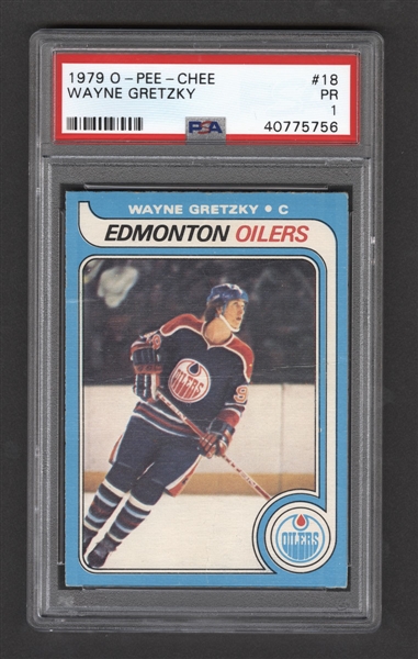 1979-80 O-Pee-Chee Hockey Card #18 HOFer Wayne Gretzky Rookie - Graded PSA 1