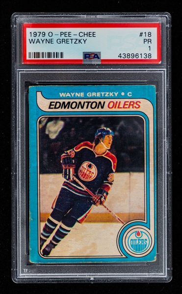 1979-80 O-Pee-Chee Hockey Card #18 HOFer Wayne Gretzky Rookie - Graded PSA 1