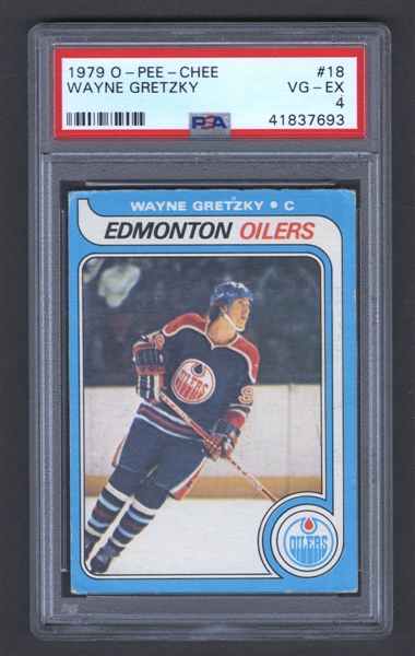 1979-80 O-Pee-Chee Hockey Card #18 HOFer Wayne Gretzky Rookie - Graded PSA 4