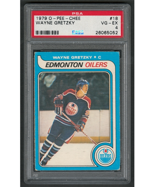 1979-80 O-Pee-Chee Hockey Card #18 HOFer Wayne Gretzky Rookie - Graded PSA 4