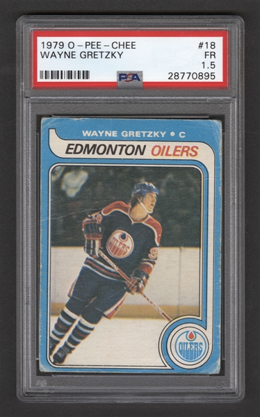 1979-80 O-Pee-Chee Hockey Card #18 HOFer Wayne Gretzky Rookie - Graded PSA 1.5