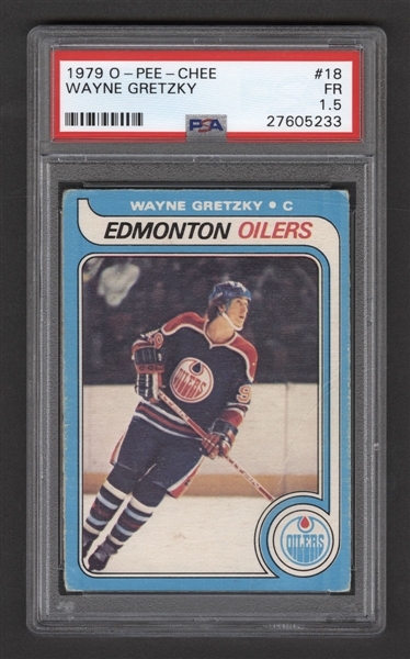 1979-80 O-Pee-Chee Hockey Card #18 HOFer Wayne Gretzky Rookie - Graded PSA 1.5