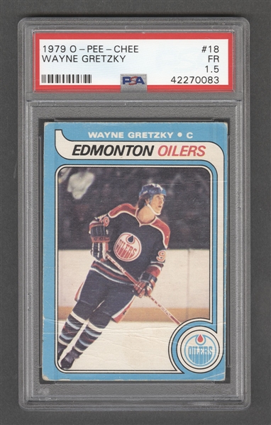 1979-80 O-Pee-Chee Hockey Card #18 HOFer Wayne Gretzky Rookie - Graded PSA 1.5