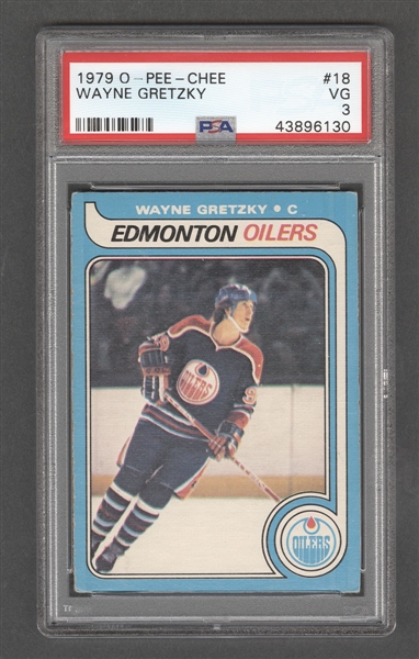1979-80 O-Pee-Chee Hockey Card #18 HOFer Wayne Gretzky Rookie - Graded PSA 3