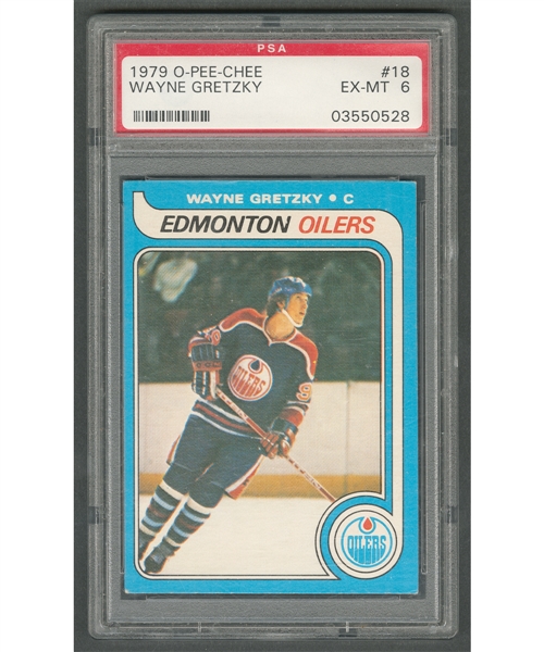 1979-80 O-Pee-Chee Hockey Card #18 HOFer Wayne Gretzky Rookie - Graded PSA 6