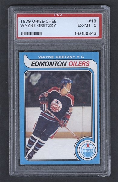 1979-80 O-Pee-Chee Hockey Card #18 HOFer Wayne Gretzky Rookie - Graded PSA 6