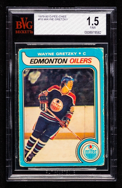 1979-80 O-Pee-Chee Hockey Card #18 HOFer Wayne Gretzky Rookie - Graded BVG 1.5