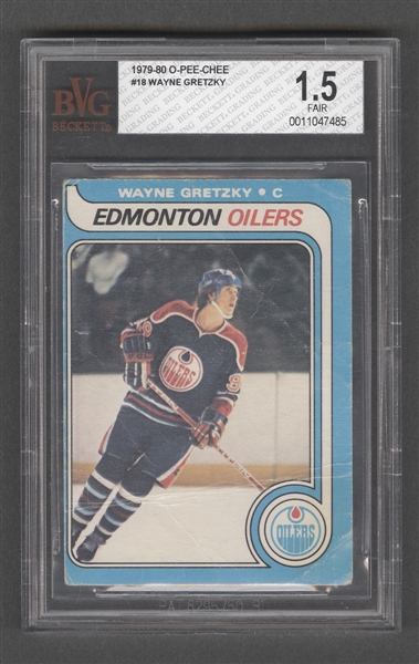 1979-80 O-Pee-Chee Hockey Card #18 HOFer Wayne Gretzky Rookie - Graded BVG 1.5