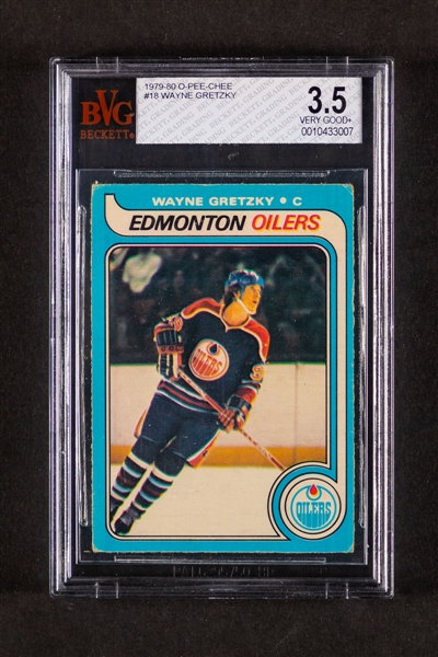 1979-80 O-Pee-Chee Hockey Card #18 HOFer Wayne Gretzky Rookie - Graded BVG 3.5