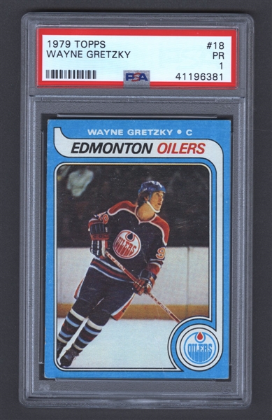 1979-80 Topps Hockey Card #18 HOFer Wayne Gretzky Rookie - Graded PSA 1