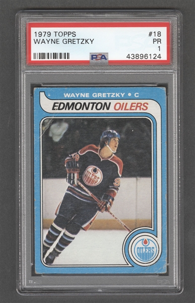 1979-80 Topps Hockey Card #18 HOFer Wayne Gretzky Rookie - Graded PSA 1