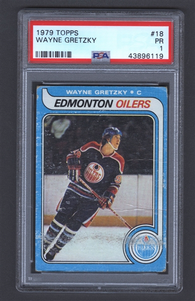 1979-80 Topps Hockey Card #18 HOFer Wayne Gretzky Rookie - Graded PSA 1