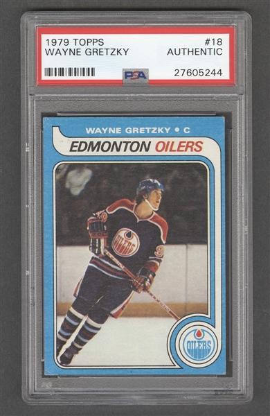 1979-80 Topps Hockey Card #18 HOFer Wayne Gretzky Rookie - Graded PSA Authentic