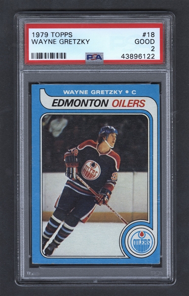 1979-80 Topps Hockey Card #18 HOFer Wayne Gretzky Rookie - Graded PSA 2