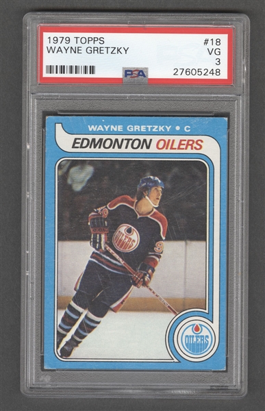 1979-80 Topps Hockey Card #18 HOFer Wayne Gretzky Rookie - Graded PSA 3