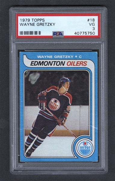 1979-80 Topps Hockey Card #18 HOFer Wayne Gretzky Rookie - Graded PSA 3