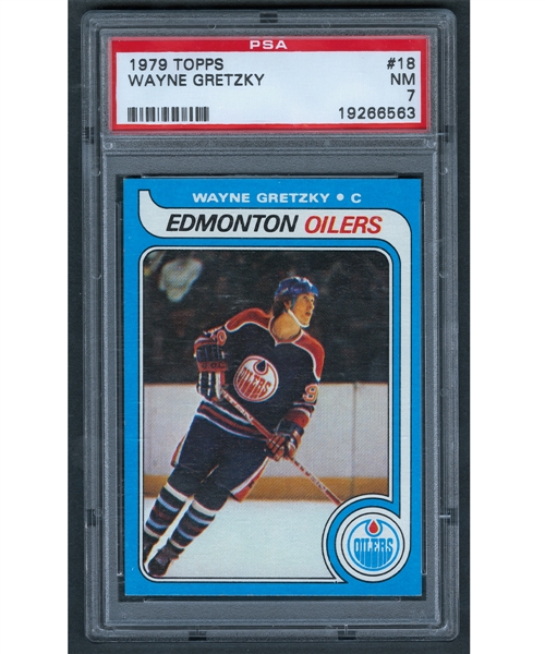 1979-80 Topps Hockey Card #18 HOFer Wayne Gretzky Rookie - Graded PSA 7