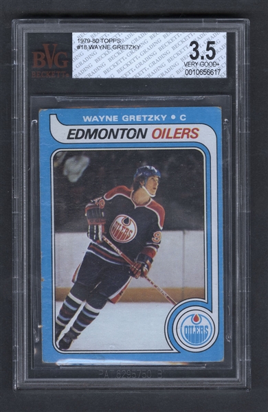 1979-80 Topps Hockey Card #18 HOFer Wayne Gretzky Rookie - Graded BVG 3.5