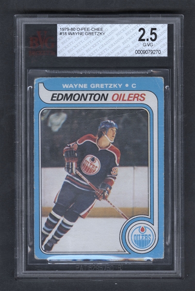 1979-80 O-Pee-Chee Hockey Card #18 HOFer Wayne Gretzky Rookie - Graded BVG 2.5