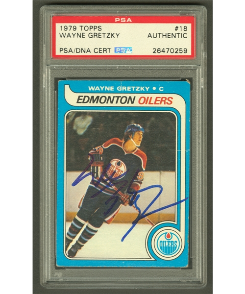 1979-80 Topps Hockey #18 HOFer Wayne Gretzky Signed Rookie Card - PSA/DNA Authenticated