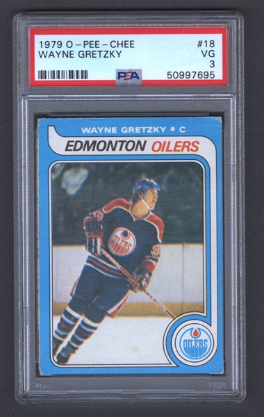 1979-80 O-Pee-Chee Hockey Card #18 HOFer Wayne Gretzky Rookie - Graded PSA 3