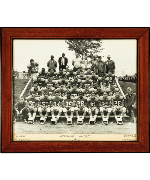 George Springates Pre-CFL Football Memorabilia Collection Including 1963 Hochelaga Helcats Framed Team Photo with Family LOA
