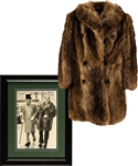 George Springates Personal Beaver Coat Worn at the 1980 St. Patricks Day Parade with Grand Marshall Brian Mulroney Plus Mulroney Signed Photos (2) with Family LOA