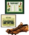 George Springates 1970 Grey Cup Champions Montreal Alouettes Collection Including Team-Signed Program, Team Photo and Springates Bronze Shoe and Kicking Tee from 70 Grey Cup Game with Family LOA