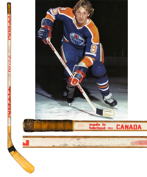 Wayne Gretzkys 1979-80 Edmonton Oilers Titan Game-Used Rookie Season Stick with Shawn Chaulk LOA - 137 Points Rookie Season! - Hart Memorial Trophy Season!