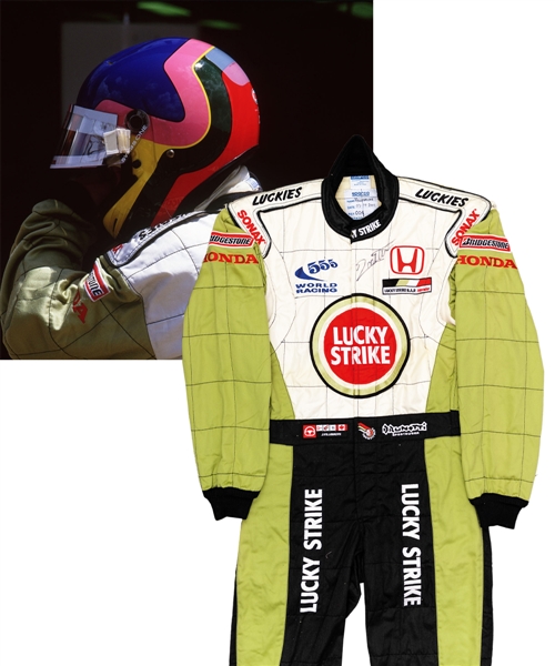 Jacques Villeneuve’s 2002 Lucky Strike BAR Honda F1 Team Signed Race-Worn Suit (Lucky Strike Sponsorship) with His Signed LOA