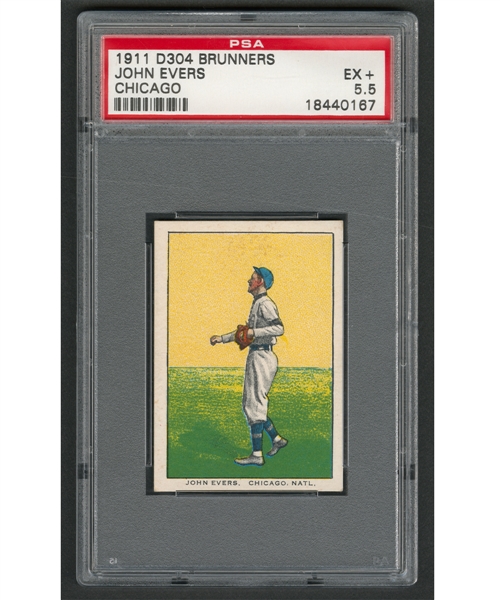 1911 D304 General Baking Co. Baseball Card - HOFer Johnny Evers (Brunners) - Graded PSA 5.5