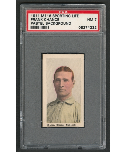 1911 M116 Sporting Life Baseball Card - HOFer Frank Chance (Pastel Background) - Graded PSA 7