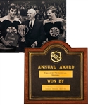 Derek Sandersons 1967-68 Boston Bruins Calder Memorial Trophy Plaque from His Personal Collection with His Signed LOA