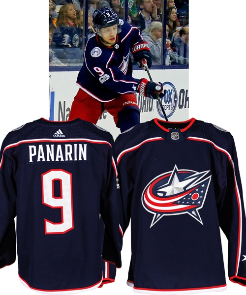 Artemi Panarins 2017-18 Columbus Blue Jackets Game-Worn Jersey with LOA - NHL Centennial Patch!