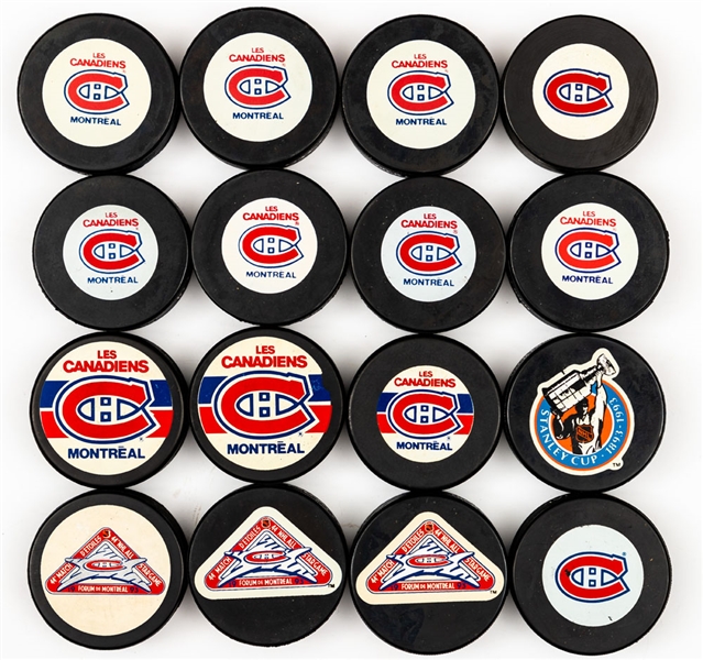 Montreal Canadiens Game Puck and Souvenir Puck Collection of 50+
